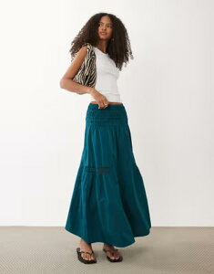 �E�F���Y�f�[�K�[�� ���f�B�[�X �{�g���X�J�[�g �e�B�A�[�h Wednesday's Girl tie red floaty midaxi skirt in teal �e�B�[��