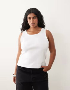 �A�����W ���f�B�[�X �g�b�v�X �x�X�g ���u �R�b�g�� ARRANGE Curve ribbed tank top with raw cotton trim WHITE �z���C�g