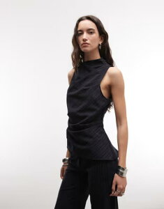�E�B�[�N�f�C ���f�B�[�X �g�b�v�X T�V���c �h���[�v Weekday drape suiting top with fitted hem stripe - part of a set Navy stripe �l�C�r�[