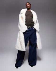 �A���A�R�[�u ���f�B�[�X �A�E�^�[ �R�[�g �v���X�T�C�Y Aria Coversized plush teddy longline belted coat in cream �N���[��