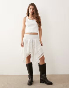 �~�X�Z���t�t���b�W ���f�B�[�X �{�g���X�J�[�g �~�j Misselfridge handkerchief hemini skirt Ivory �A�C�{���[