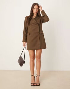 �v���e�B�����B�b�V�� ���f�B�[�X �g�b�v�X �����s�[�X �~�j �u���U�[ Pretty Lavish tailo red blazer mini dress Brown �u���E��