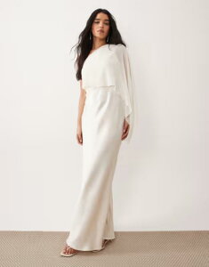 �W�[�i�g���R ���f�B�[�X �g�b�v�X �����s�[�X �T�C�h�X���b�g �V�A�[ �}�L�V Gina Tricot sheer one shoulder maxi dress with side slit in cream �N���[��