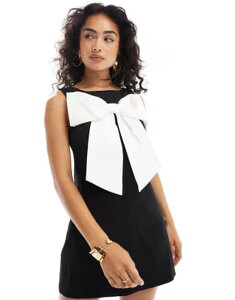 �G�o�[�j���[ ���f�B�[�X �g�b�v�X �����s�[�X �~�j Ever New color block bow detail mini dress Black �u���b�N