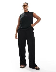 ���F�����[�_ ���f�B�[�X �{�g���X �J�W���A���p���c Vero Moda Curve plisse pants - part of a set Black �u���b�N
