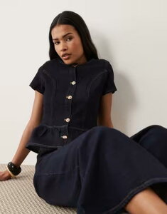 �~�X�Z���t�t���b�W ���f�B�[�X �g�b�v�X �V���c �f�j�� Misselfridge denim short sleeve peplum top indigo - part of a set INDIGO �C���f�B�S