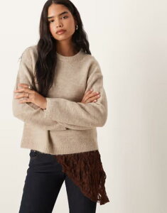 �W�[�i�g���R ���f�B�[�X �A�E�^�[ �j�b�g�E�Z�[�^�[ �N���[�l�b�N �E�[�� Gina Tricot crew necknit wool alpaca sweater melange Beige melange �x�[�W��