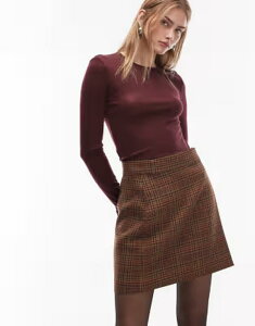 �A���P�b�g ���f�B�[�X �{�g���X�J�[�g �~�j �E�[�� ARKET wool mini skirt check Brown Check �u���E��