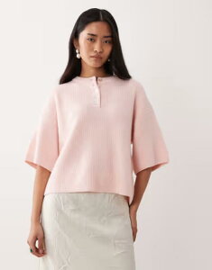 �v���e�B�����B�b�V�� ���f�B�[�X �A�E�^�[ �j�b�g�E�Z�[�^�[ Pretty Lavish fluffy knit button detail topINK �s���N