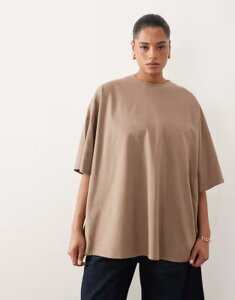 �A�����W ���f�B�[�X �g�b�v�X T�V���c ARRANGE Curve oversized premium heavyweight-shirt in taupe �g�[�v