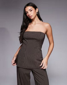 �J�C�A ���f�B�[�X �g�b�v�X �V���c Kaiia Exclusive tailo red bandeau longline topinstripe - part of a set BROWN �u���E��