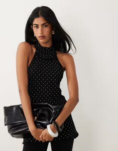 �W�[�i�g���R ���f�B�[�X �g�b�v�X T�V���c �h�b�g�� �h�b�g �j�b�g Gina Tricot polka dot knitop Black polka dot �u���b�N