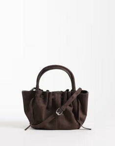 �W�[�i�g���R ���f�B�[�X �o�b�O �M���U�[ �~�j Gina Tricot ruched mini crossbody bag in dark brown �u���E��