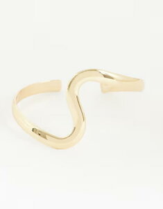 �G�C�\�X ���f�B�[�X �A�N�Z�T���[ �u���X���b�g�E�o���O���E�A���N���b�g ASOS DESIGN open cuff with wave design tone GOLD �S�[���h