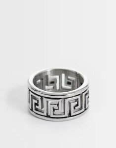 �G�C�\�X �����Y �A�N�Z�T���[ �s�A�X�E�C�������O �J�b�g�A�E�g T�V���c ASOS DESIGN waterproof stainlessteel greek wave cut out ring SILVER �V���o�[