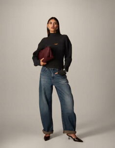 �A�����W ���f�B�[�X �{�g���X �f�j���p���c ���B���e�[�W�[���Y ARRANGE Tova tape red curved leg jeans with cuffed hems in vintage blue wash Vintage Blue �u���[