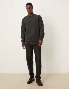 �A���P�b�g �����Y �A�E�^�[ �j�b�g�E�Z�[�^�[ �N���[�l�b�N ���u �E�[�� ARKET wool rich crew neck ribbed sweater with wrist gaiters and thumb holes in dark GRAY �O���[