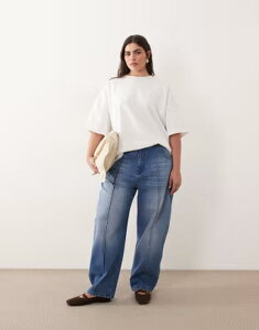 �A�����W ���f�B�[�X �{�g���X �f�j���p���c �W�[���Y ARRANGE Curve clover front seam detail jeans in washed Blue �u���[