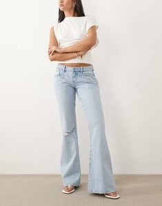 �W�[�i�g���R ���f�B�[�X �{�g���X �f�j���p���c �W�[���Y Gina Tricot lowaist flare ripped jeans in lightwash blue �u���[