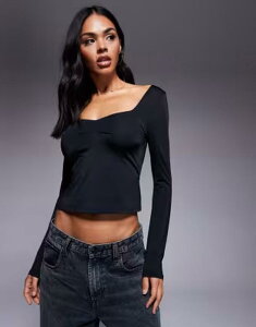 �v�����Z�X�|���[ ���f�B�[�X �g�b�v�X �V���c �M���U�[ Princess Polly Rehna slinky sweetheart neckline ruched frontop Black �u���b�N