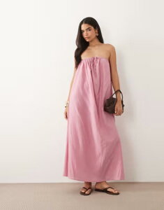 �J�C�A ���f�B�[�X �g�b�v�X �����s�[�X �R�b�g�� �}�L�V �z���^�[ Kaiia exclusive cotton blend halterneck trapeze maxi sundress Dusty pink �s���N