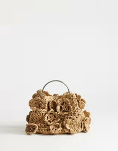 �g�b�v�V���b�v ���f�B�[�X �o�b�O Topshop Millie small straw flower grabag with metal handle inatural NATURAL