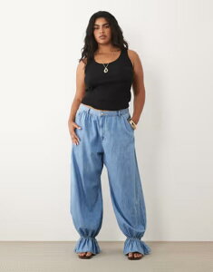 �G�C�\�X ���f�B�[�X �{�g���X �f�j���p���c �W�[���Y ASOS LUXE Curve balloon jeans in light Denim Blue �f�j��