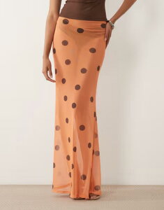 �G�C�\�X ���f�B�[�X �{�g���X�J�[�g �v�����g ���b�V�� �V�A�[ �}�L�V ASOS DESIGN printed sheer mesh maxi skirt in peach spot Peach spot �s�[�`