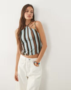 �G�C�\�X ���f�B�[�X �g�b�v�X �V���c �v�����g �z���^�[ ASOS DESIGN halterneck top in striped print STRIPE �X�g���C�v