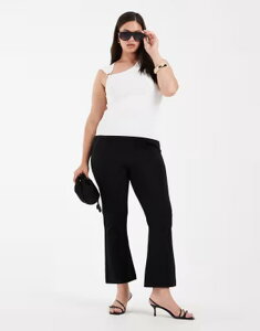 ���F�����[�_ ���f�B�[�X �{�g���X �J�W���A���p���c �n�C�E�G�X�g �v���[�c Vero Moda Curve sculpting stretchigh waist pleated front flare pants Black �u���b�N