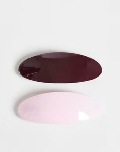 �G�C�\�X ���f�B�[�X �A�N�Z�T���[ �~�j ASOS DESIGN pack of 2 mini oval barrettes and Multi �}���`�J���[