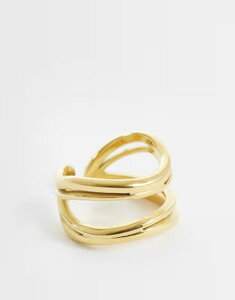 �G�C�\�X ���f�B�[�X �A�N�Z�T���[ �����O T�V���c ASOS DESIGN waterproof stainlessteel ring with double wave design tone GOLD �S�[���h