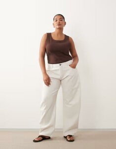 �A�����W ���f�B�[�X �{�g���X �f�j���p���c �W�[���Y ARRANGE Curve Tova tape red curved leg jeans with roll hem in bone
