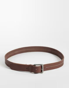 �W���b�N �A���h �W���[���Y �����Y �A�N�Z�T���[ �x���g ���U�[ Jack & Jones leather belt with stitch detaileather brown �u���E��