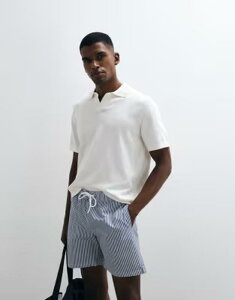 �}���S �����Y ���� �n�[�t�p���c�E�V���[�c �V���[�g�p���c Mango classic seersucker striped shorts NAVY �l�C�r�[