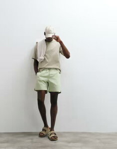 �}���S �����Y ���� �n�[�t�p���c�E�V���[�c �V���[�g�p���c Mango classic seersucker striped shorts GREEN �O���[��