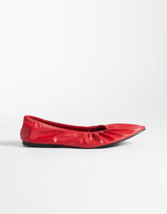 �Z�N�E�F�� ���f�B�[�X �V���[�Y �p���v�X �M���U�[ SEQWL Costa pointed ruched ballet flats Lava Red ���b�h
