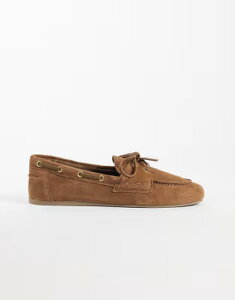 �}���S ���f�B�[�X �V���[�Y �X�G�[�h Mango 100% suede boat shoes in light BROWN �u���E��