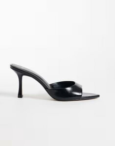 �}���S ���f�B�[�X �V���[�Y �T���_�� ���U�[ �t�F�C�N���U�[ �q�[�� Mango faux leather heeled mules Black �u���b�N