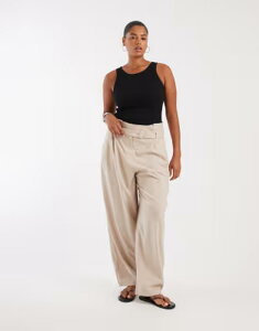 �G�C�\�X ���f�B�[�X �{�g���X �J�W���A���p���c ASOS DESIGN Curve Tailo red paper bag waist pirate peg pants in sand �T���h