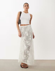 �G�C�\�X ���f�B�[�X �{�g���X�J�[�g �V�A�[ ���[�X �}�L�V ASOS DESIGN sheer crochet beach lace tie-side maxi skirt White �z���C�g