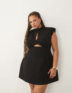 �G�C�\�X ���f�B�[�X �g�b�v�X �����s�[�X �M���U�[ �~�j ASOS LUXE Curve ruched bustructu red mini dress Black �u���b�N
