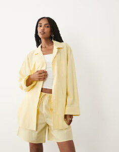 �A���P�b�g ���f�B�[�X �g�b�v�X �V���c �R�b�g�� ARKET pure cotton beach shirt in yellow - part of a set YELLOW �C�G���[