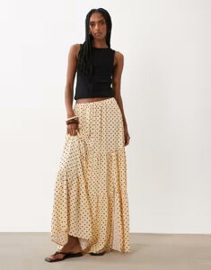 �~�X�Z���t�t���b�W ���f�B�[�X �{�g���X�J�[�g �e�B�A�[�h�b�g �}�L�V Misselfridge tie red spun maxi skirt in butter & chocolate polka dots Choc Polka Dot �h�b�g