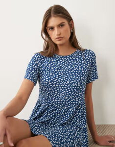 �E�F���Y�f�[�K�[�� ���f�B�[�X �g�b�v�X �����s�[�X �~�j Wednesday's Girl short sleeve smudge spot mini dress BROWN �u���E��