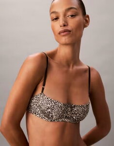 �J���o���N���C�� ���f�B�[�X �A���_�[�E�F�A �u���W���[ �v�����g �T�e�� Calvin Klein satin balconette bra in leopard print Multi �}���`�J���[