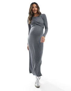 �}�}���C�V�A�X ���f�B�[�X �{�g���X�J�[�g ���u �W���[�W�[ �}�^�j�e�B Mama.licious Mamalicious Maternity jersey ribbed skirt in heather gray - part of a set Magnet �O���[
