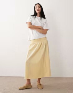 �E�F���Y�f�[�K�[�� ���f�B�[�X �{�g���X�J�[�g Wednesday's Girl floaty midaxi skirt in butter yellow �C�G���[