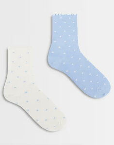 �G�C�\�X ���f�B�[�X �A���_�[�E�F�A �C�� �h�b�g ASOS DESIGN pack of 2 socks and cream polka dots Multi �}���`�J���[