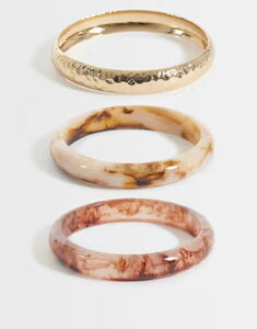 �A�N�Z�T���C�Y ���f�B�[�X �A�N�Z�T���[ �u���X���b�g�E�o���O���E�A���N���b�g Accessorize 3-pack skinny resin and metal bangles ineutrals Multi �}���`�J���[